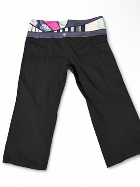 Lululemon Patterned Foldover Flared Capri Leggings